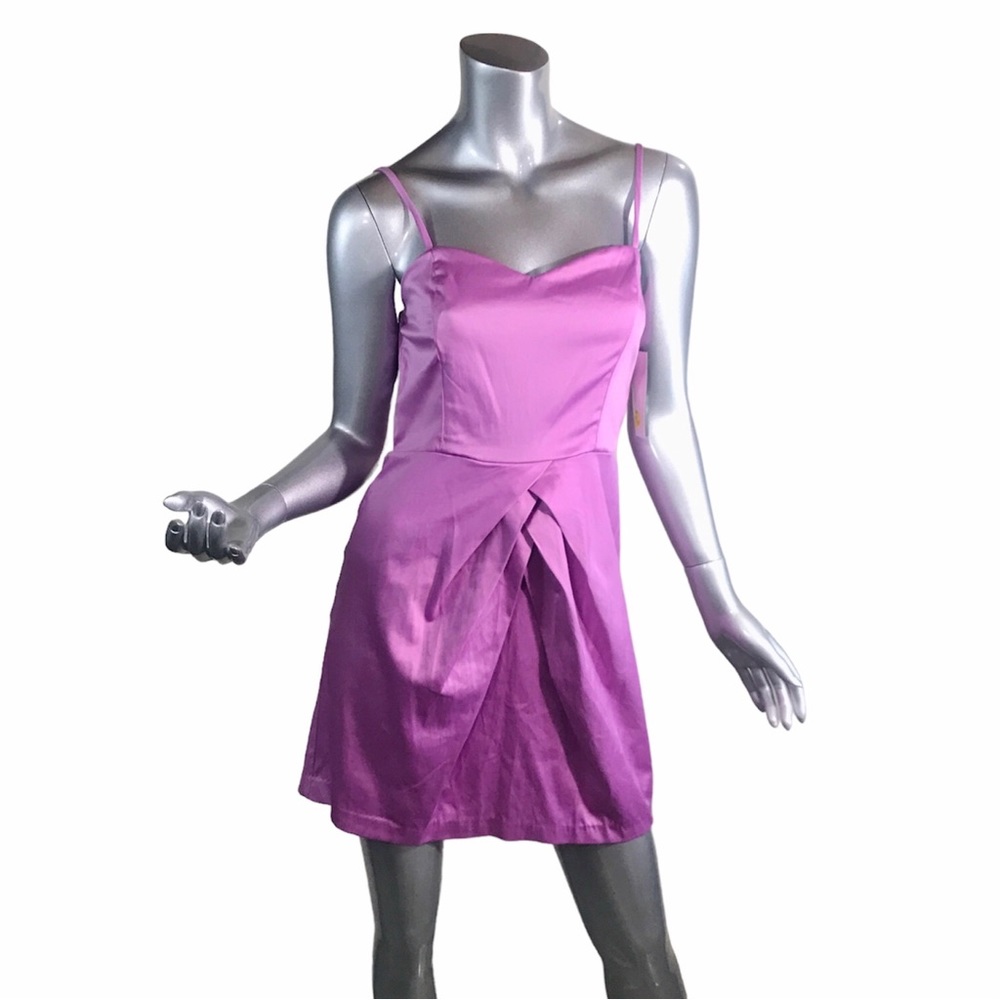 Alyn Paige New York Y2K Pastel Satin Pink Sleeveless Dress Pleated Skirt 9/10